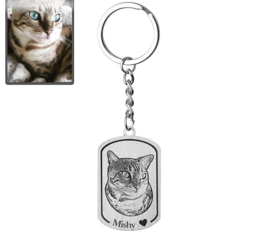 Silhuett nøkkelring med kattemedaljong